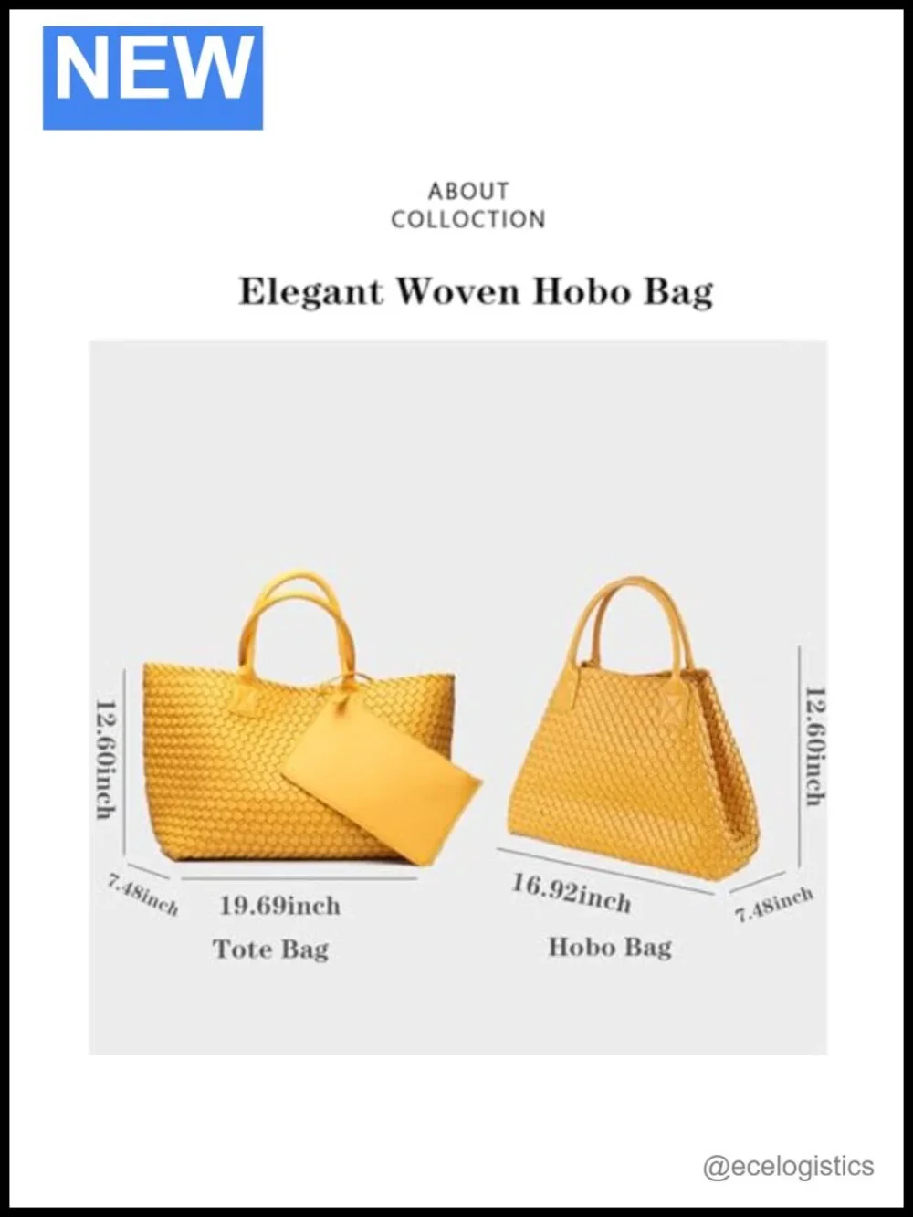 Vegan Leather Woven Tote Bag with Clutch, Large Capacity Shopper Hobo Handbag